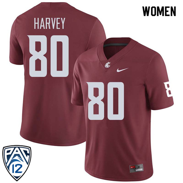 Women #80 Hayden Harvey Washington State Cougars College Football Jerseys Sale-Crimson